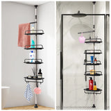 Rustproof Shower Corner for Bathroom Bathtub Storage Organizer for Shampoo Accessories 4-Tier Adjustable Shelves with Tension