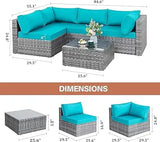 Patio Furniture Sets All-Weather Conversation Set Outdoor Wicker Sectional Sofa Chair w/ Cushion & Coffee Table,Multiple Colors