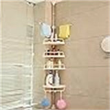 Rustproof Shower Corner for Bathroom Bathtub Storage Organizer for Shampoo Accessories 4-Tier Adjustable Shelves with Tension