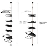 Rustproof Shower Corner for Bathroom Bathtub Storage Organizer for Shampoo Accessories 4-Tier Adjustable Shelves with Tension