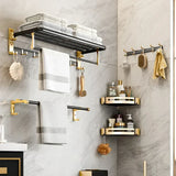 Black Gold Aluminum Bathroom Accessories Hardware Set Towel Bar Rail Paper Holder Robe Hook Bath Rack Hanger Shelf Toilet Brush