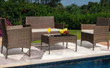 Patio Furniture 4 Pieces Conversation Sets Outdoor Wicker Rattan Chairs Garden Backyard Balcony Porch Poolside loveseat with