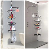 Rustproof Shower Corner for Bathroom Bathtub Storage Organizer for Shampoo Accessories 4-Tier Adjustable Shelves with Tension