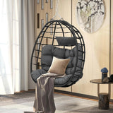 Egg Hanging Swing Chair with Stand Egg Chair Wicker Indoor Outdoor  with Cushions 330lbs for Patio, Bedroom, Garden and Balcony