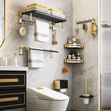 Black Gold Aluminum Bathroom Accessories Hardware Set Towel Bar Rail Paper Holder Robe Hook Bath Rack Hanger Shelf Toilet Brush