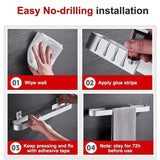 Towel Rail Rack Towel Holder Bathroom Towels Rack Hanger No drilling Space Aluminium Wall Mounted Towel Rack Bar Towel Rail