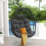 Egg Hanging Swing Chair with Stand Egg Chair Wicker Indoor Outdoor  with Cushions 330lbs for Patio, Bedroom, Garden and Balcony