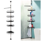 Rustproof Shower Corner for Bathroom Bathtub Storage Organizer for Shampoo Accessories 4-Tier Adjustable Shelves with Tension